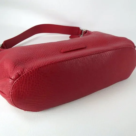 Cole Haan Red Pebbled Leather Hobo Shoulder Bag Slouch Purse Handbag - Picture 5 of 12